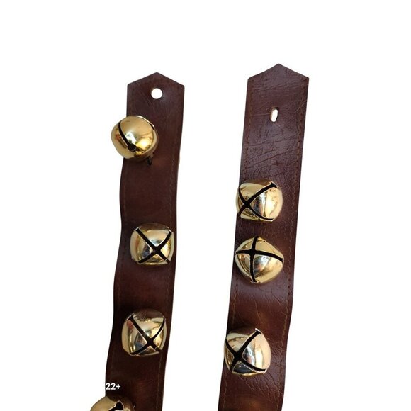 Christmas Holiday Sleigh Bells Set Of 2 For Festive Rustic Western Decor Or Craf - Picture 6 of 7